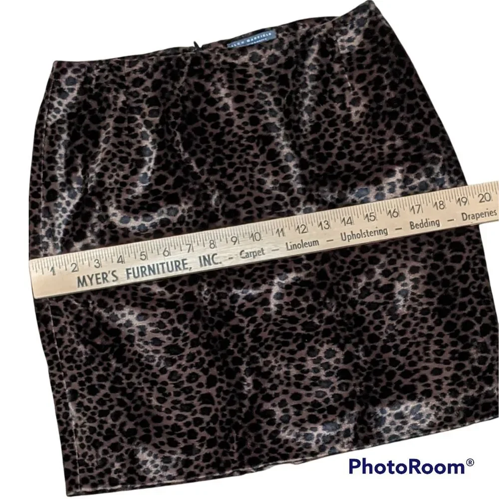 Vintage Alex Garfield leopard print skirt faux fur velveteen Boho punk s…